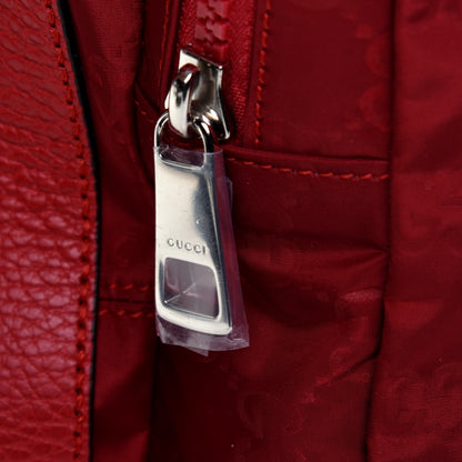 Gucci Nylon Monogram Dollar Calfskin Medium Light Double Buckle Backpack Vibrant Red 17 of 18