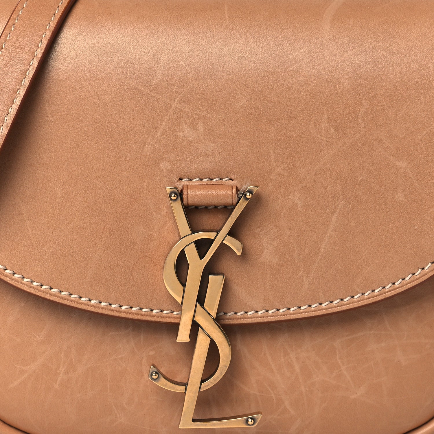Saint Laurent Smooth Vintage Calfskin Small Kaia Satchel Brown Gold 8 of 14