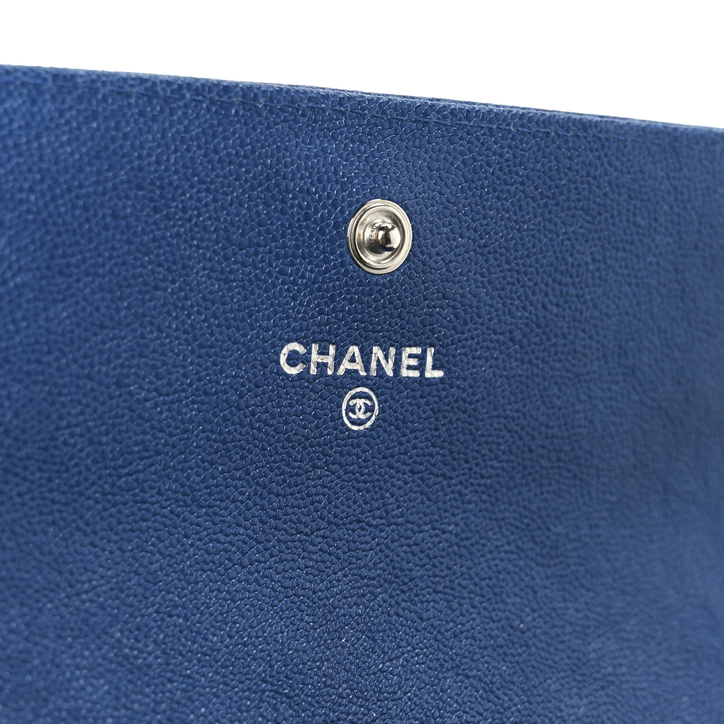 Caviar Quilted Large Boy Gusset Flap Wallet Blue