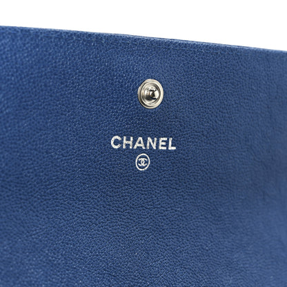 Chanel Caviar Quilted Large Boy Gusset Flap Wallet Blue 7 of 10