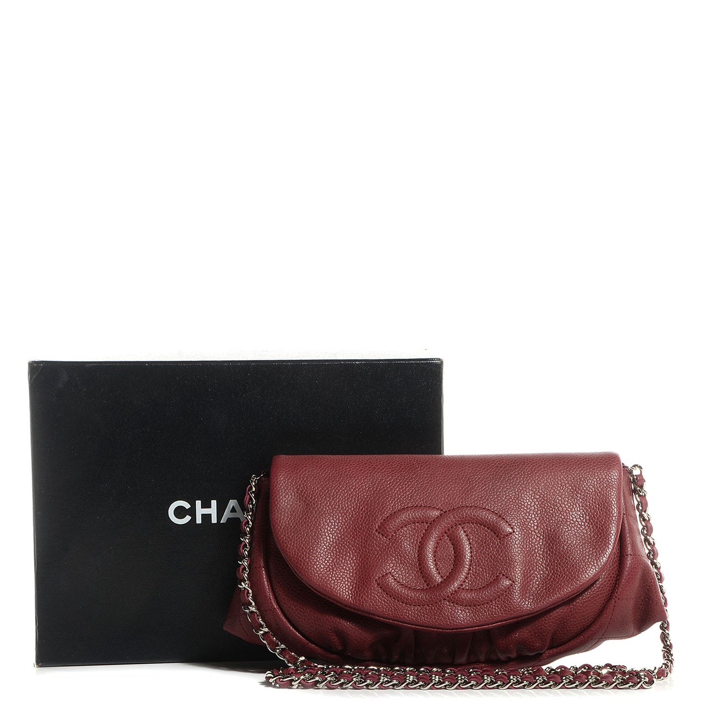 Caviar Half Moon Wallet On Chain WOC Bordeaux