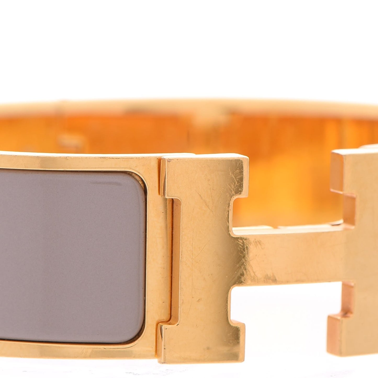 Enamel Wide Clic Clac H Bracelet GM Marron Glace