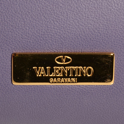 Valentino Garavani Nappa Leather Draped Rose Wristlet Purple 8 of 9