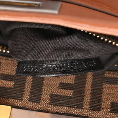 Fendi Goatskin Zucca Medium Peekaboo Iconic Satchel Cuoio Tobacco Moro 7 of 12