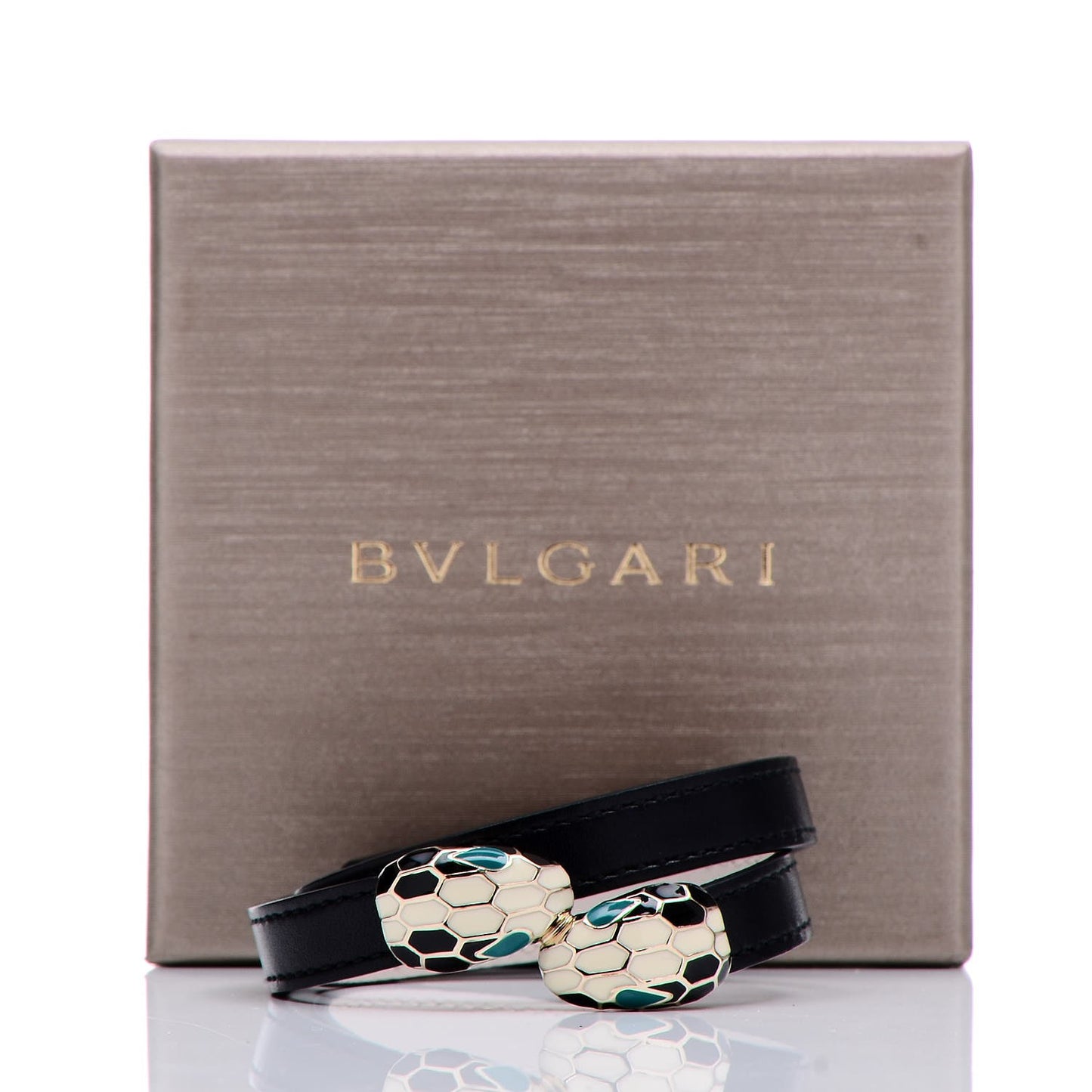 Calfskin Serpenti Forever Multi Coiled Bracelet S Black