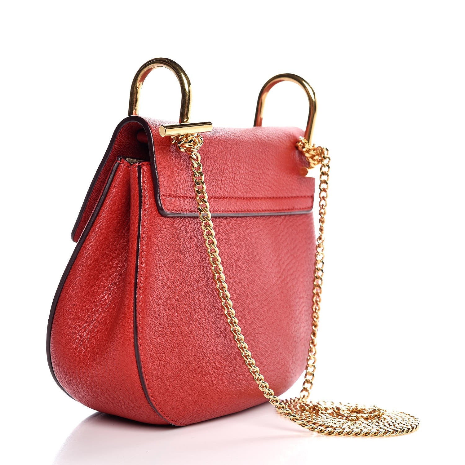 Chloe Grained Lambskin Mini Drew Shoulder Bag Plaid Red 3 of 8