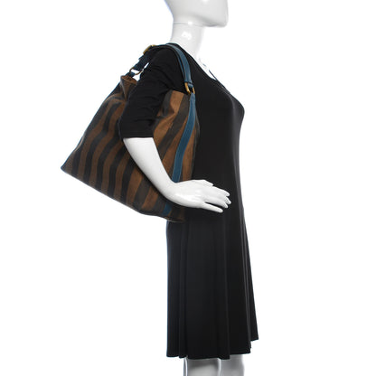Fendi Pequin Vitello Large Hobo Tobacco Petrolio 2 of 9