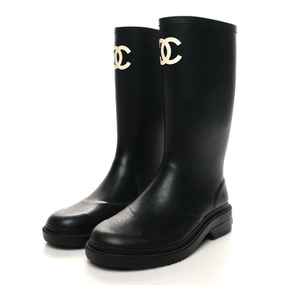 Chanel Caoutchouk CC High Boots 38 Black 3 of 8