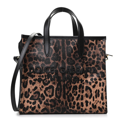 Dolce & Gabbana Dauphine Leopard Logo Market Bag Black 1 of 8