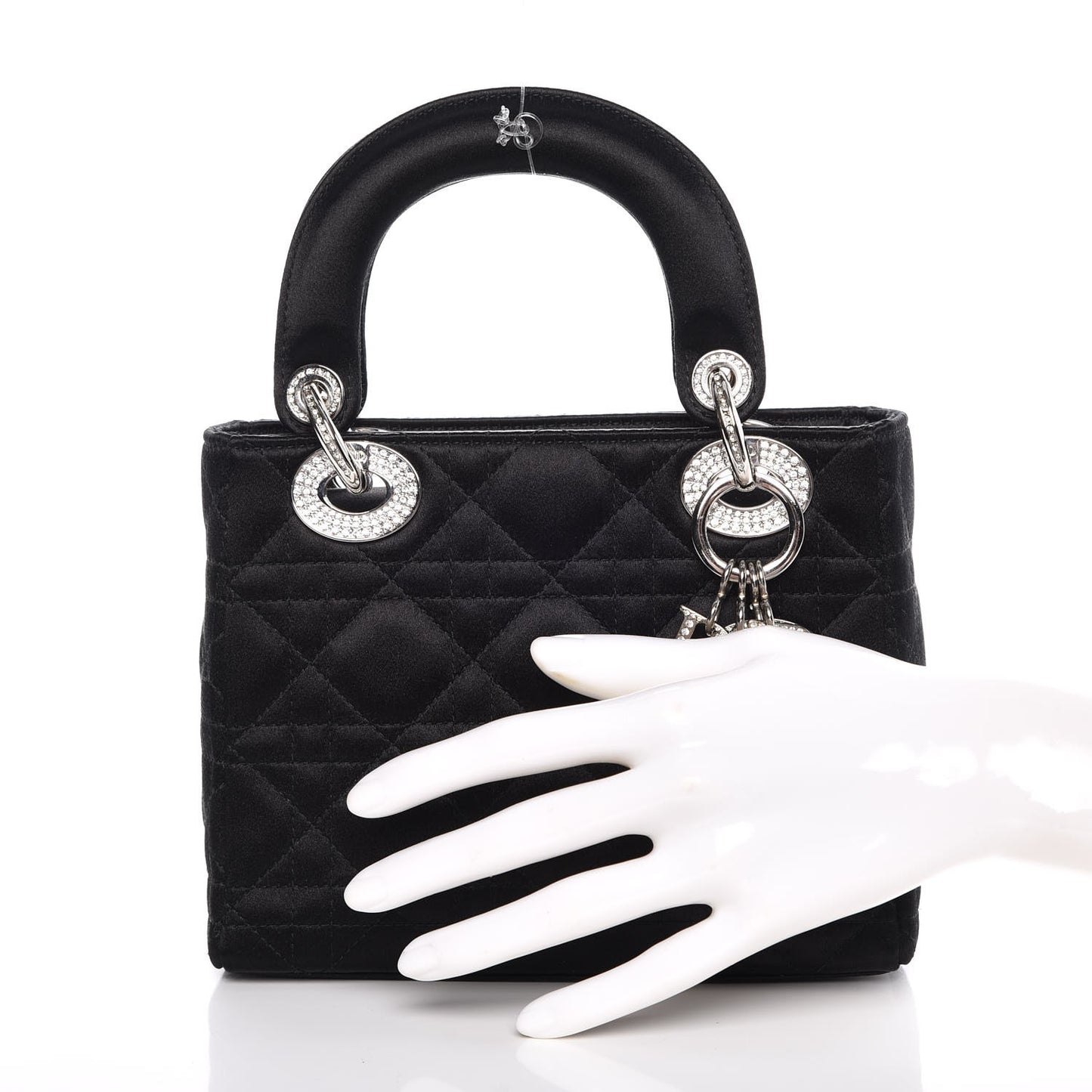 Satin Swarovski Crystal Cannage Mini Lady Dior Black