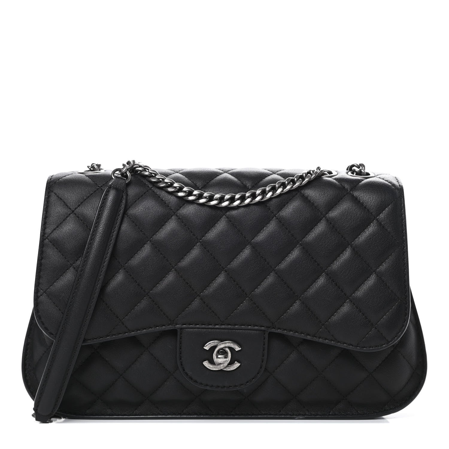 Chanel Lambskin Quilted Large Natural CC Flap Black 1 of 16