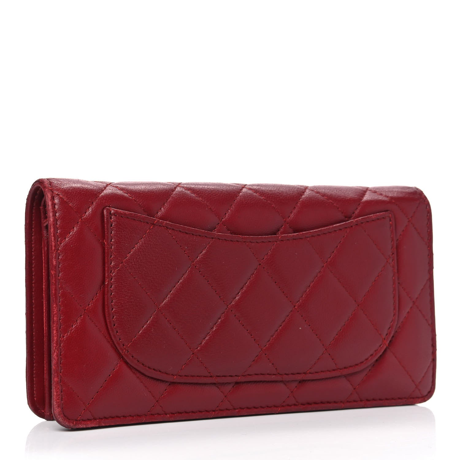 Chanel Lambskin Quilted Yen Wallet Red 2 of 12