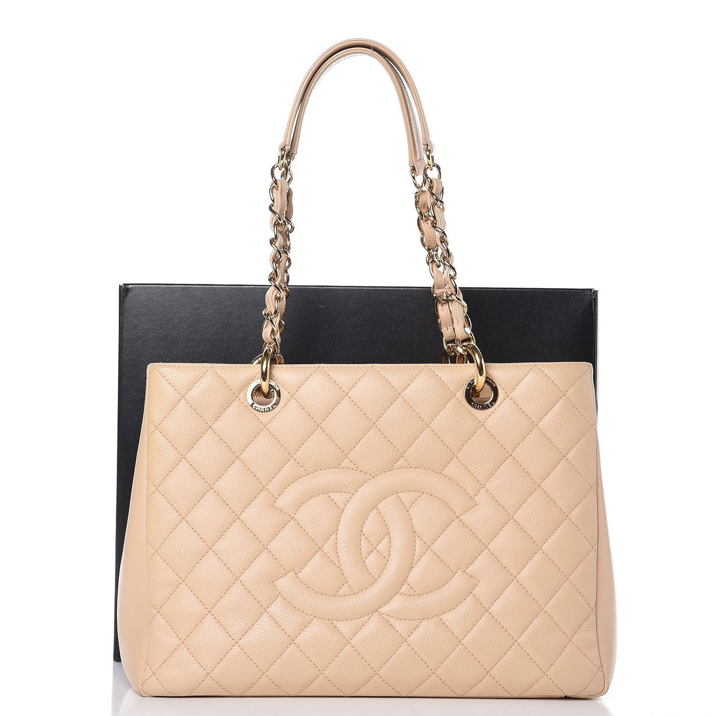 Caviar Quilted Grand Shopping Tote GST Beige Clair