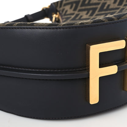 Fendi Fabric Jacquard Vitello Grace FF 1974 Small Fendigraphy Hobo Bag Tobacco Moro Ebano 8 of 9
