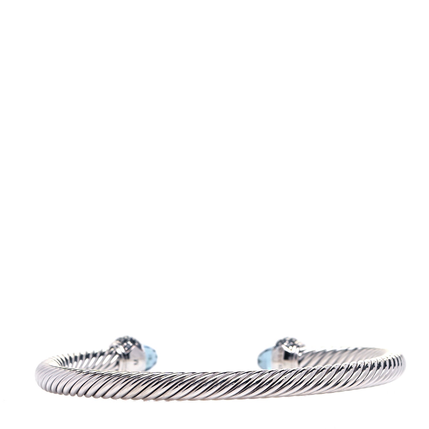 David Yurman Sterling Silver Blue Topaz Blue Sapphire 5mm Cable Candy Bracelet 3 of 6
