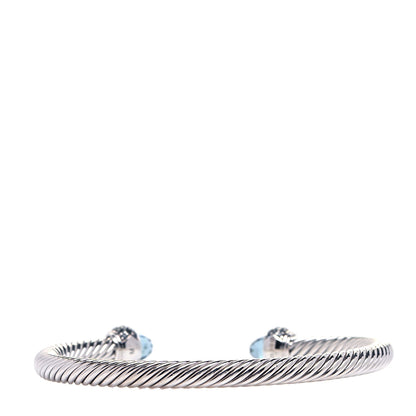 David Yurman Sterling Silver Blue Topaz Blue Sapphire 5mm Cable Candy Bracelet 3 of 6