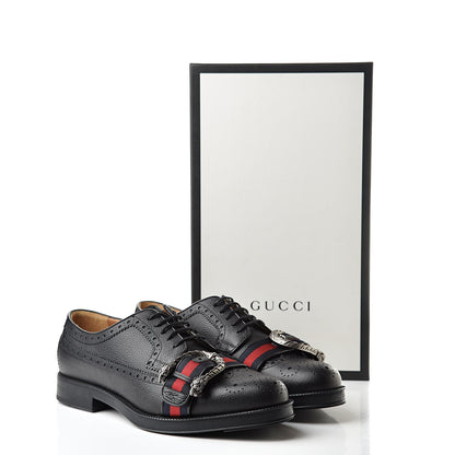 Gucci Pebbled Calfskin Dionysus Web Mens Martins Shoes 9.5 Black 10 of 10