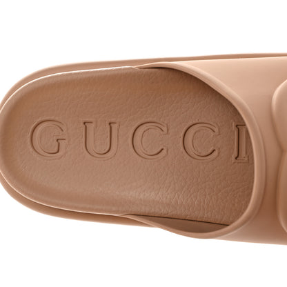 Gucci Soft Rubber Womens Interlocking G Platform 42mm Slide Sandals 38 Vintage Camel 6 of 10