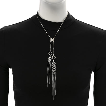Christian Dior Metal CD Fringe Necklace Silver 2 of 7