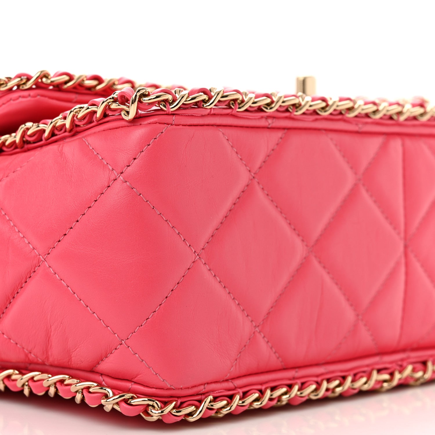 Chanel Crumpled Calfskin Medium Chain All Over Flap Pink 9 of 11