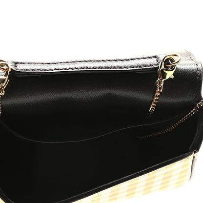 Fendi Vitello Century Gingham Nano Baguette Charm Rosewood Mustard 5 of 5