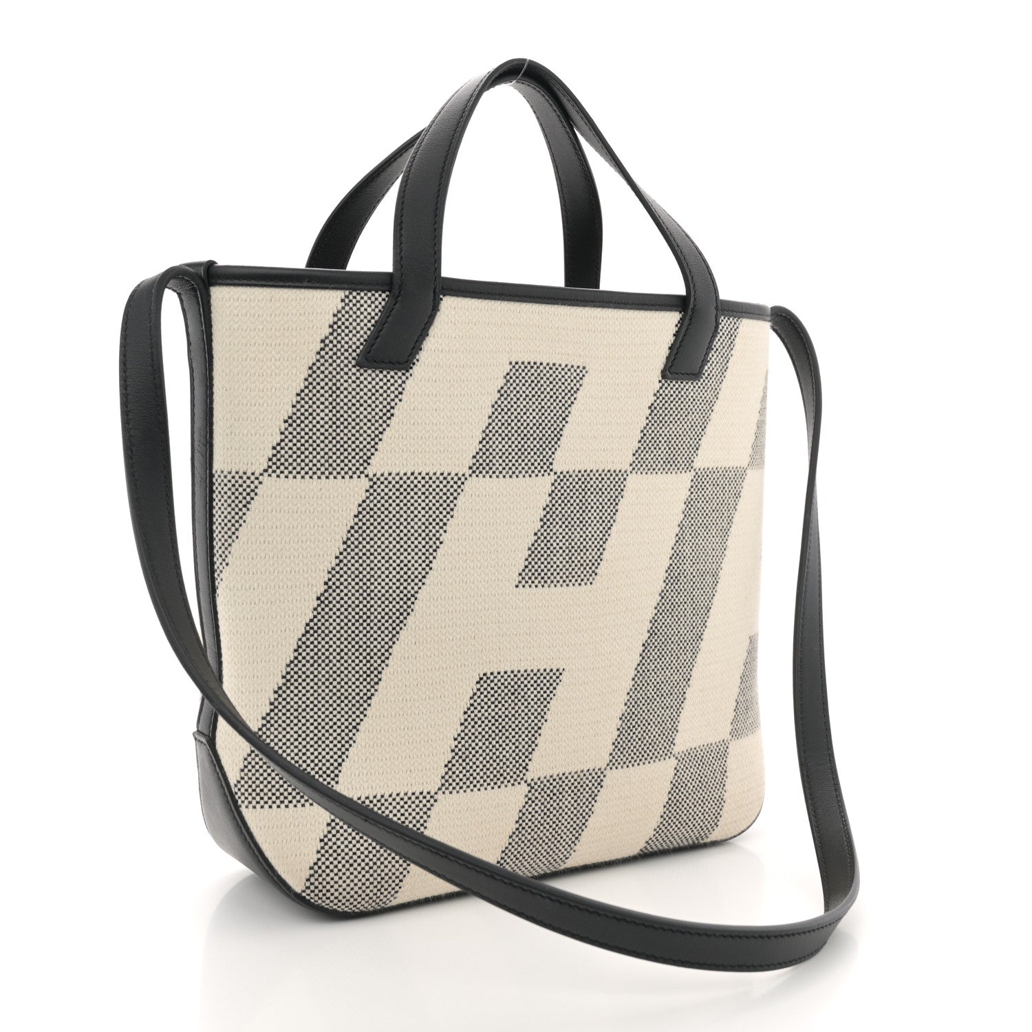 Hermes Swift H Canvas Cabas H En Biais 27 Black Ecru 3 of 11