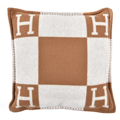 Hermes Wool Cashmere Avalon Pillow PM Ecru Camel 1 of 3