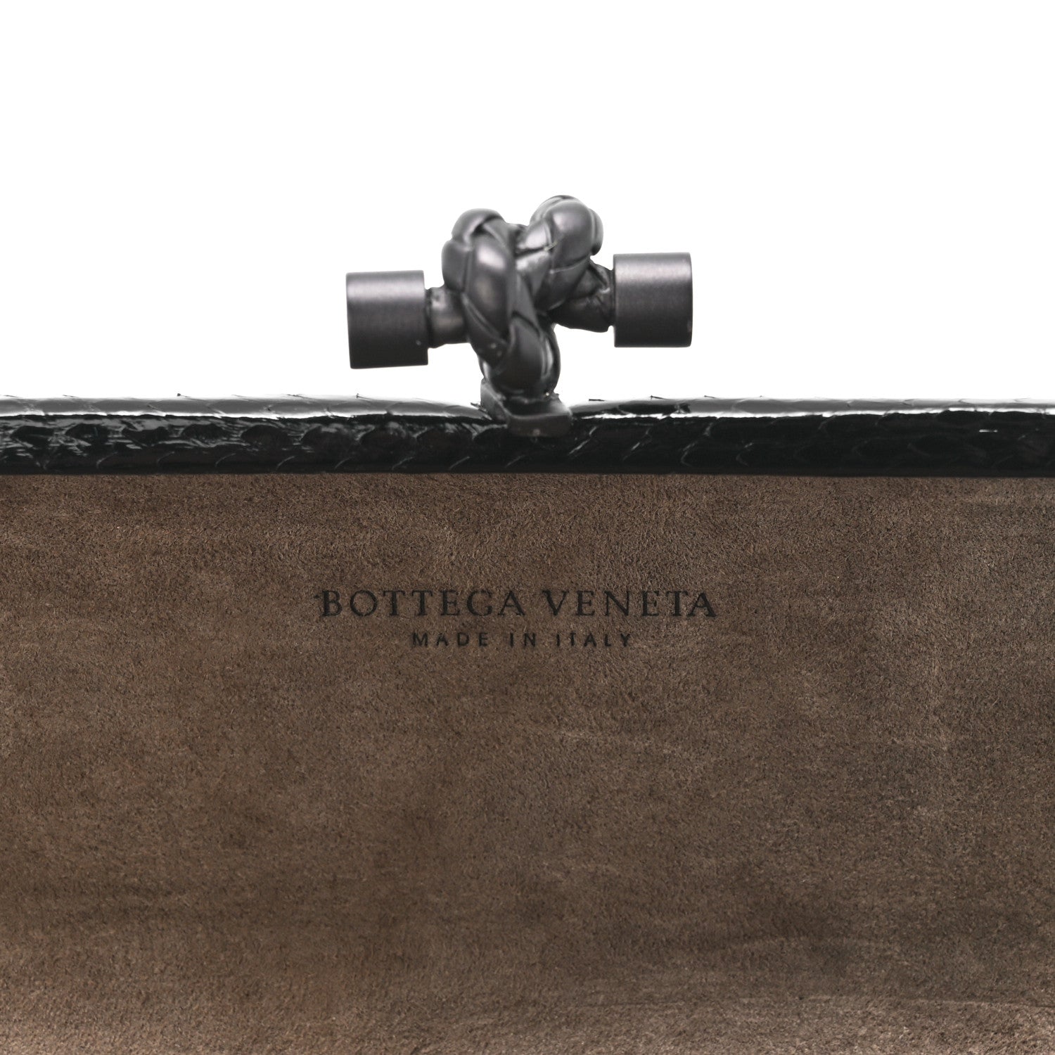 Bottega Veneta Snakeskin Studded Knot Clutch Black 6 of 10