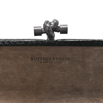 Bottega Veneta Snakeskin Studded Knot Clutch Black 6 of 10
