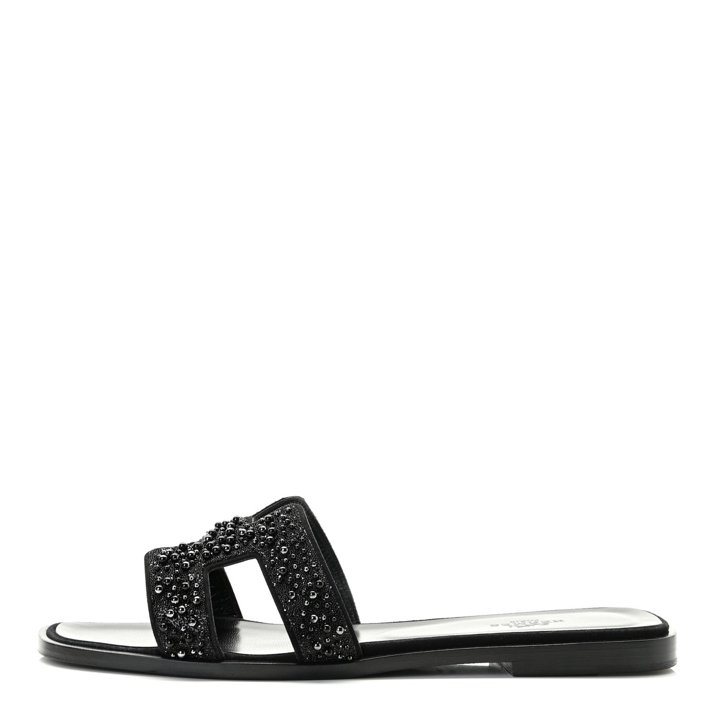 Goatskin Crystal Oran Sandals 38.5 Black