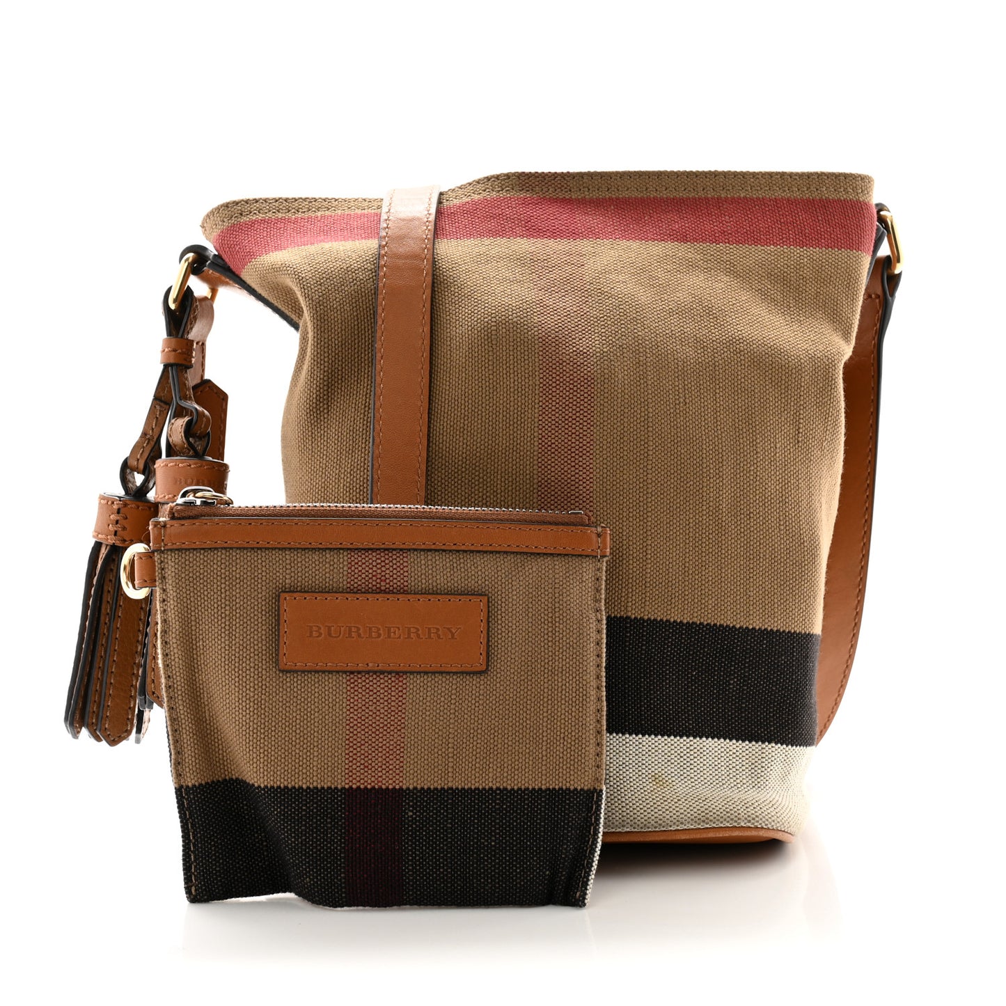 Canvas Mega Check Mini Ashby Hobo Saddle Brown