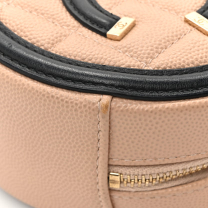 Chanel Caviar Quilted Round Filigree Crossbody Beige Black 11 of 13