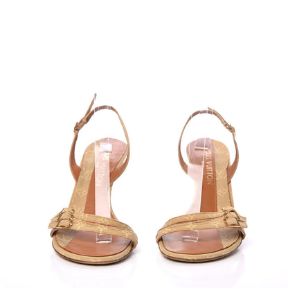 Louis Vuitton Mini Lin Slingback Sandals 37.5 Camel 2 of 16