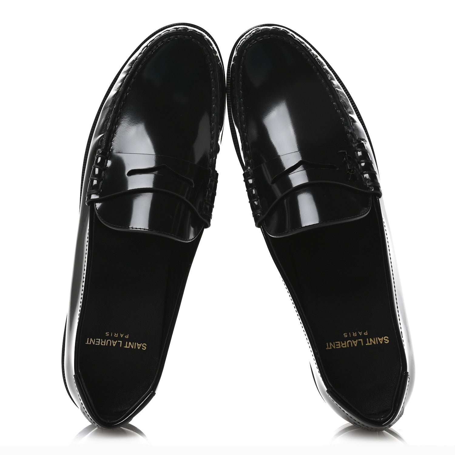 Saint Laurent Calfskin Penny Loafers 38 Black 2 of 8