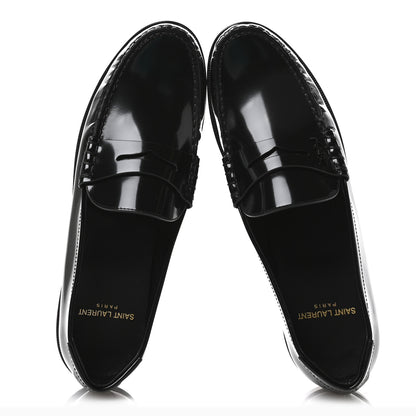 Saint Laurent Calfskin Penny Loafers 38 Black 2 of 8