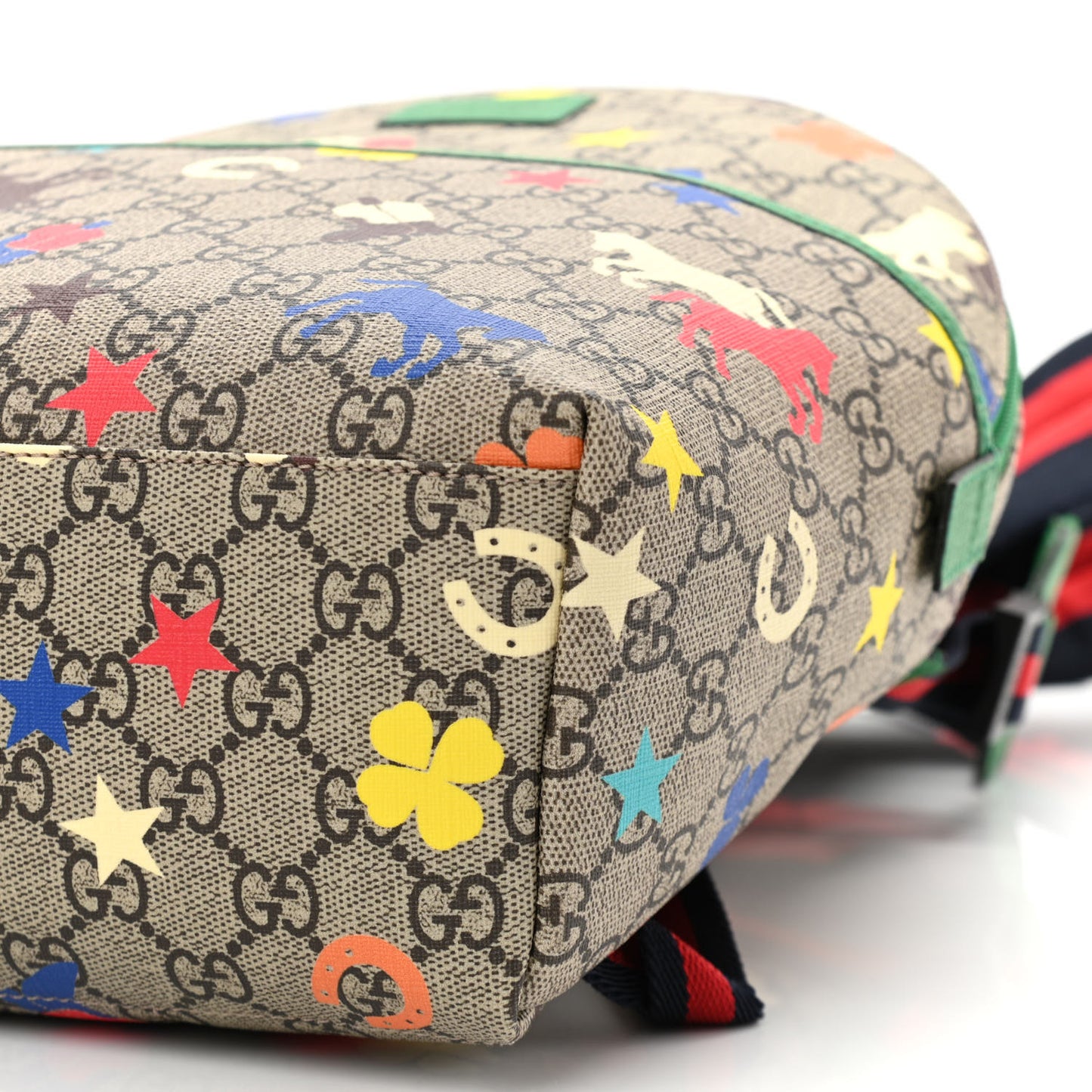 GG Supreme Monogram Ranch Childrens Backpack Beige Ebony Multicolor New Shamarock