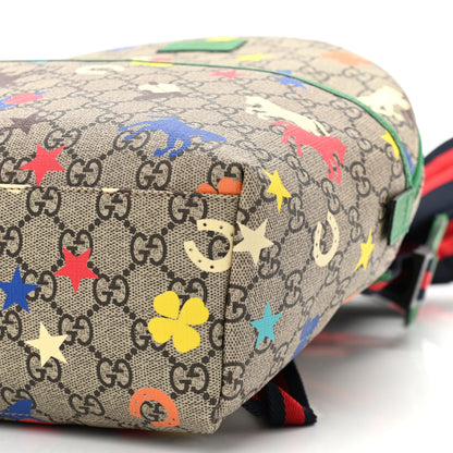 Gucci GG Supreme Monogram Ranch Childrens Backpack Beige Ebony Multicolor New Shamarock 10 of 10