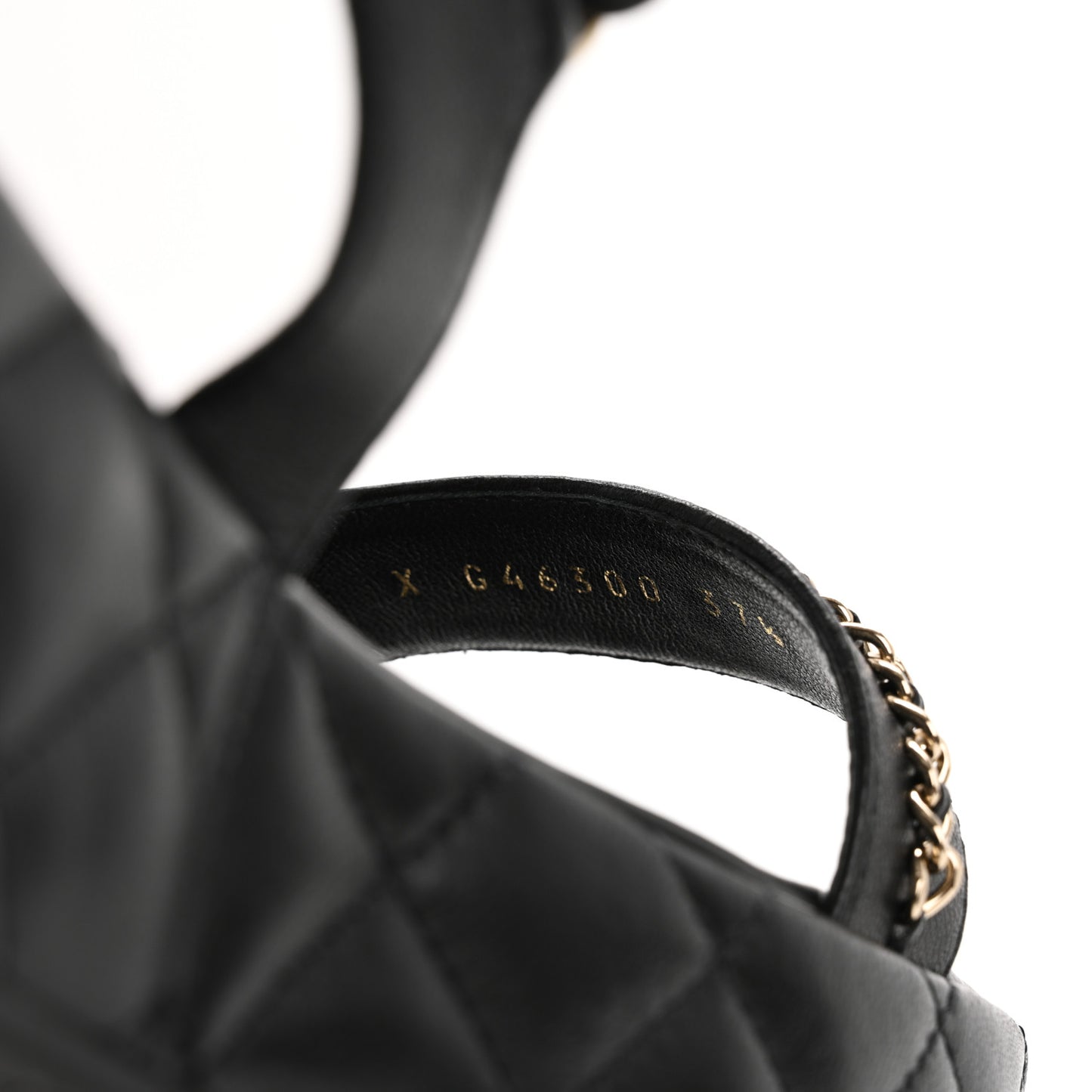 Lambskin Quilted Chain CC Platform Sandals 37.5 Black