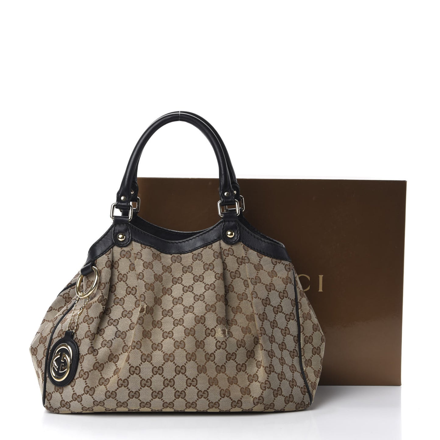Monogram Medium Sukey Tote Beige Ebony Black