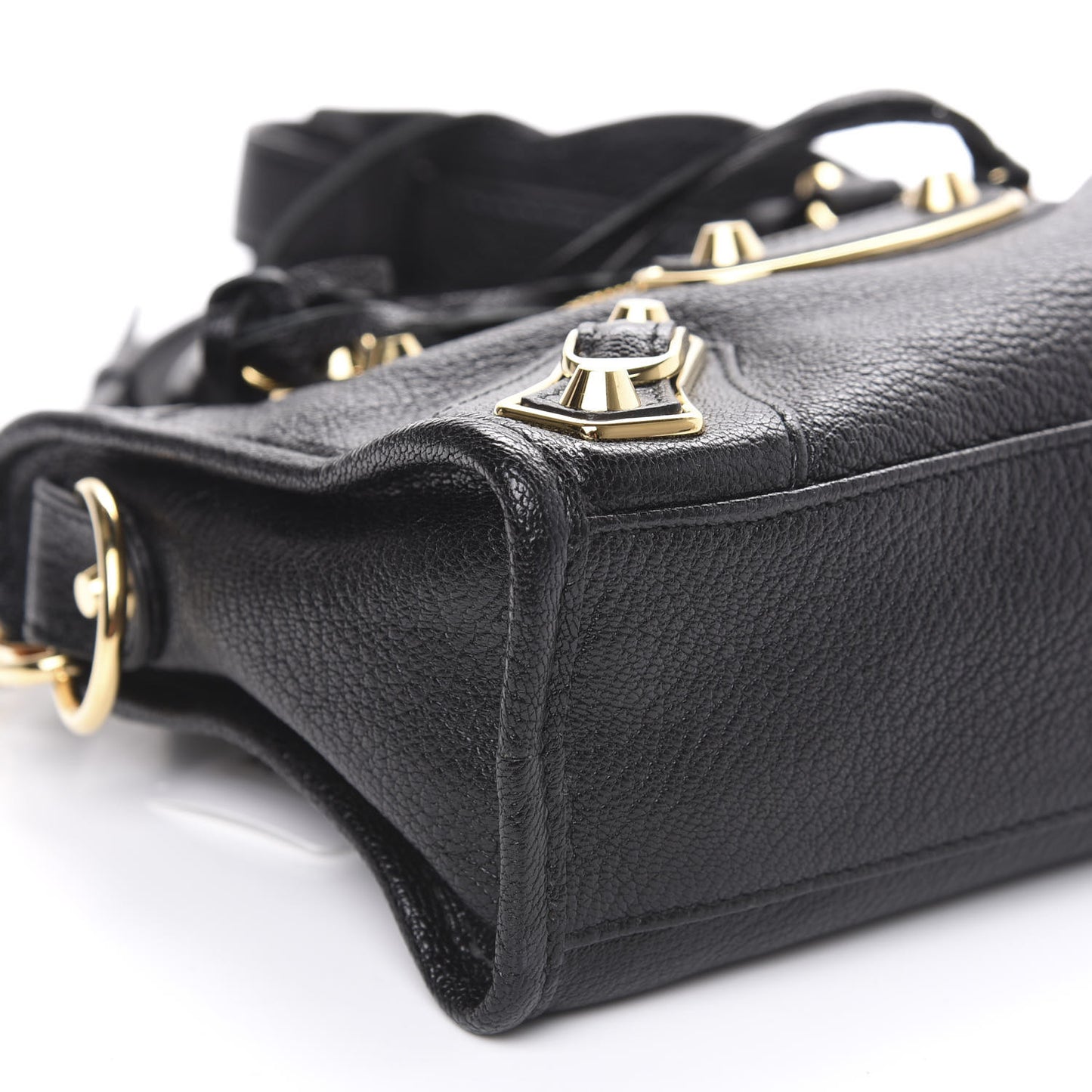 Chevre Gold Metallic Edge Hardware Mini City Black