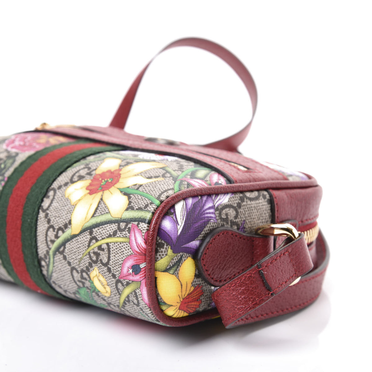 Gucci GG Supreme Monogram Flora Web Mini Ophidia Shoulder Bag Red 6 of 11