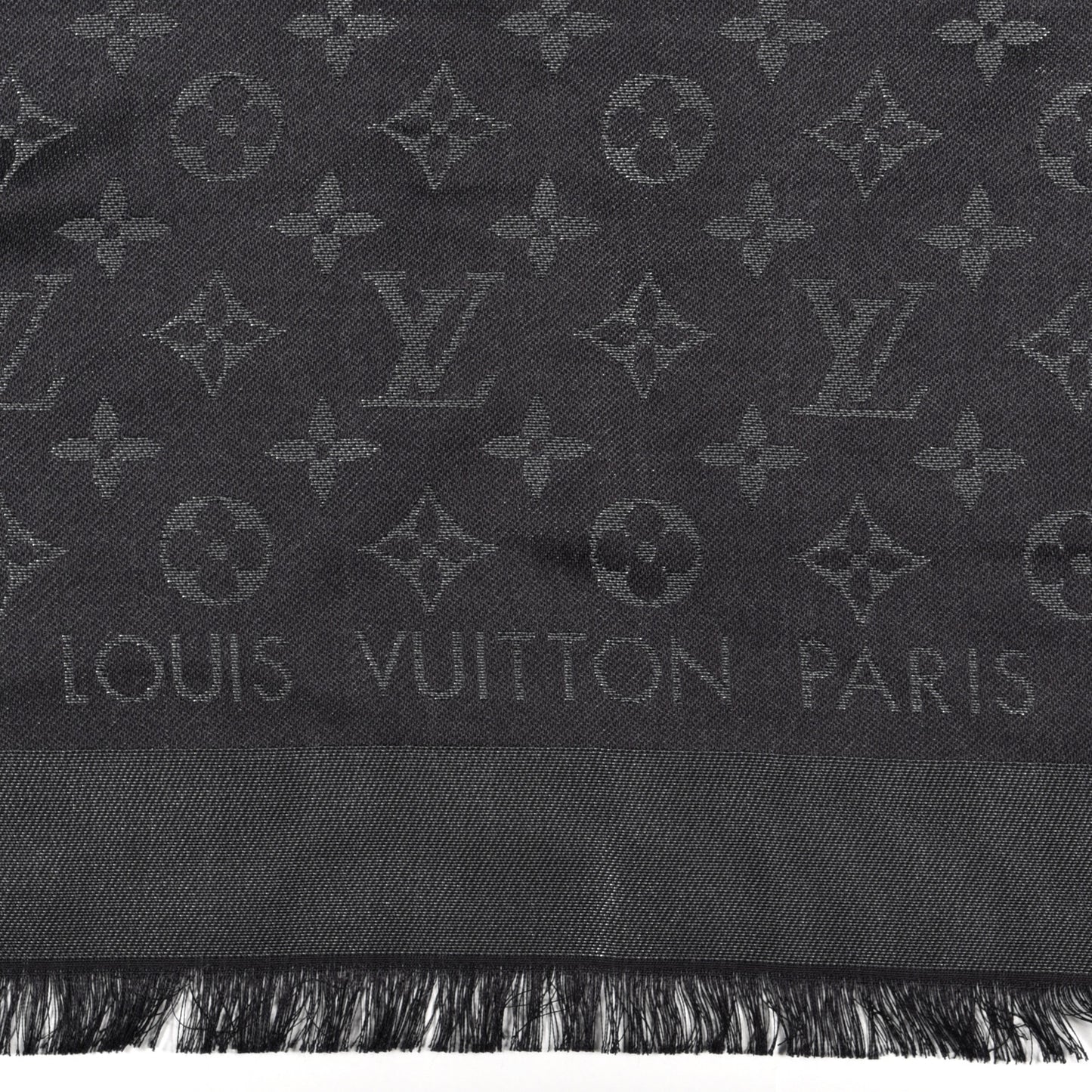Silk Lurex Wool Monogram Shine Shawl Black