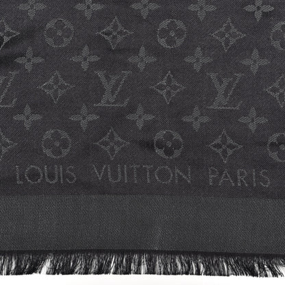 Louis Vuitton Silk Lurex Wool Monogram Shine Shawl Black 2 of 4