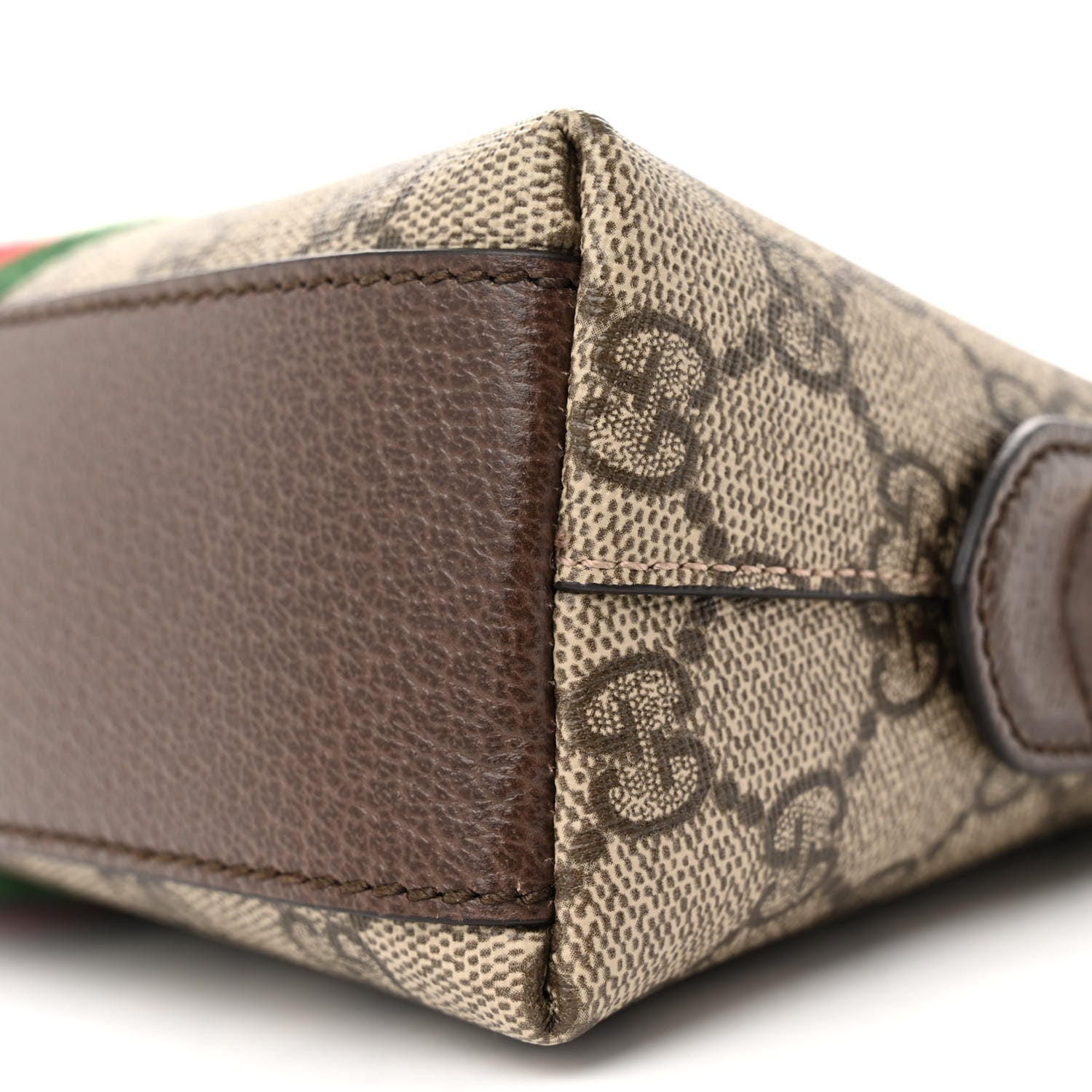 Gucci GG Supreme Monogram Textured Dollar Calfskin Web Small Ophidia Dome Shoulder Bag Beige Ebony New Acero 10 of 13