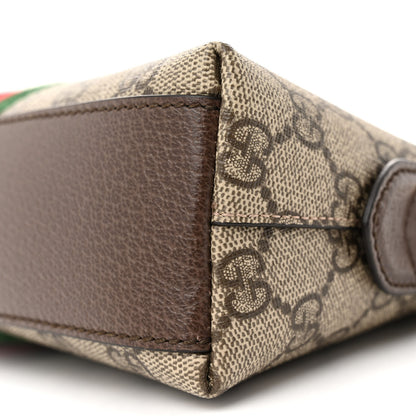 Gucci GG Supreme Monogram Textured Dollar Calfskin Web Small Ophidia Dome Shoulder Bag Beige Ebony New Acero 10 of 13