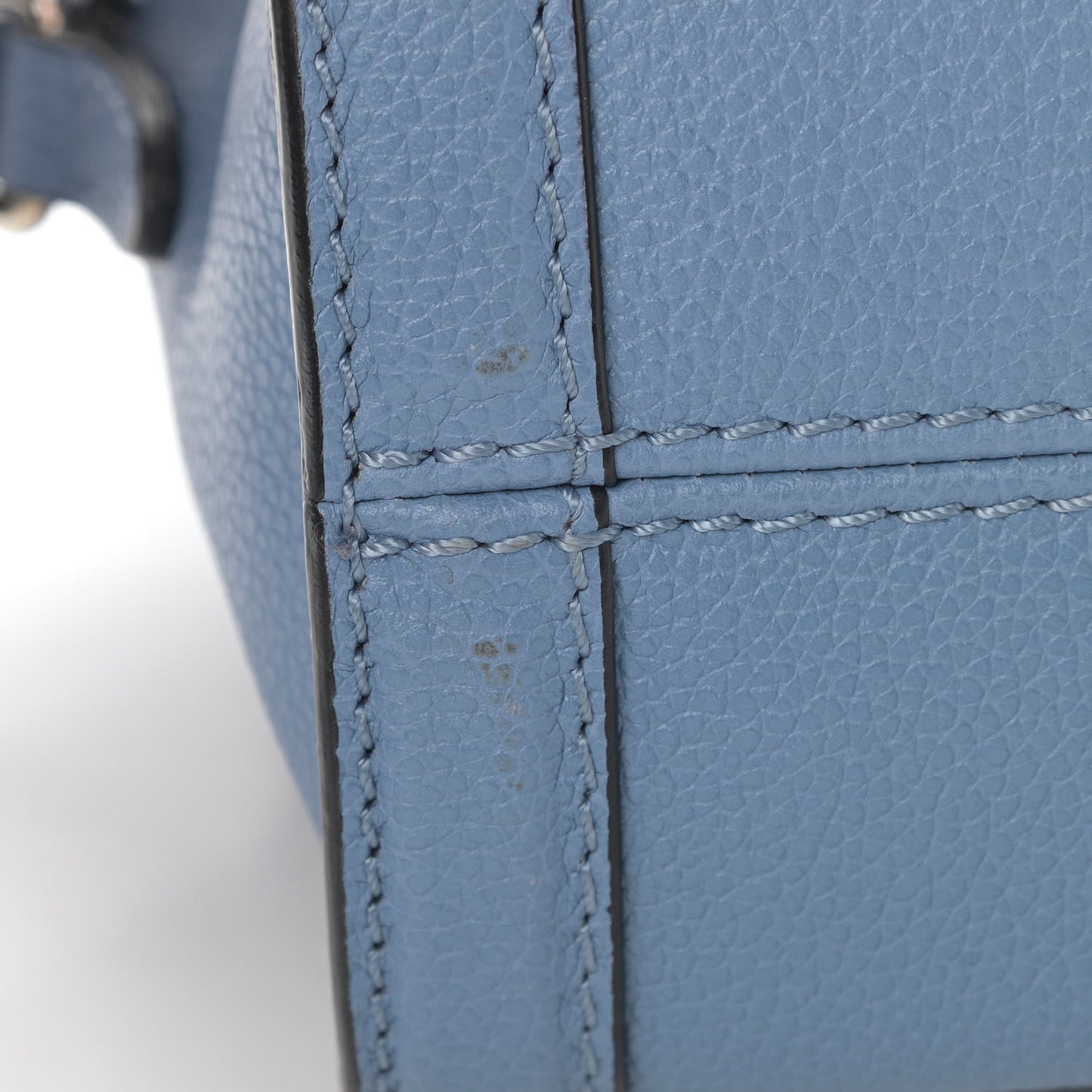 Pebbled Calfskin Mini Padlock Tote Light Blue