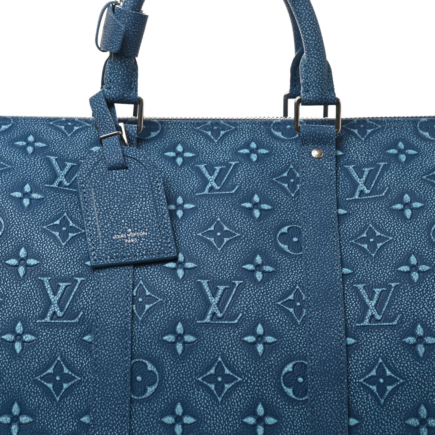 Cowhide Monogram Keepall Bandouliere 50 Denim Blue