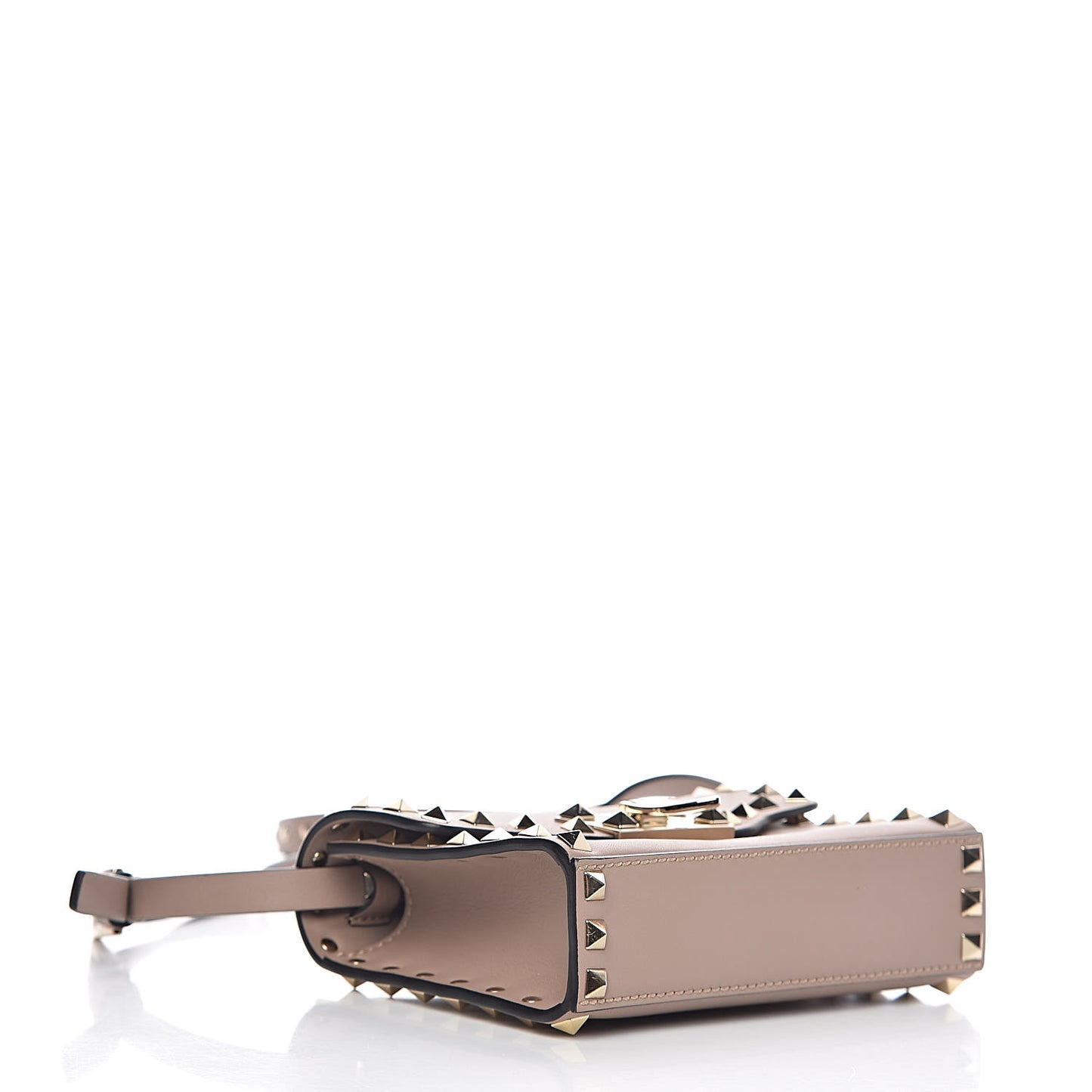 Vitello Mini Rockstud Flip Lock Crossbody Bag Poudre
