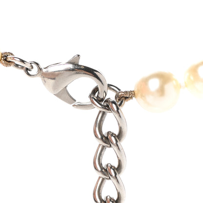 Chanel Pearl CC Long Necklace Silver Pearly White Grey 5 of 6