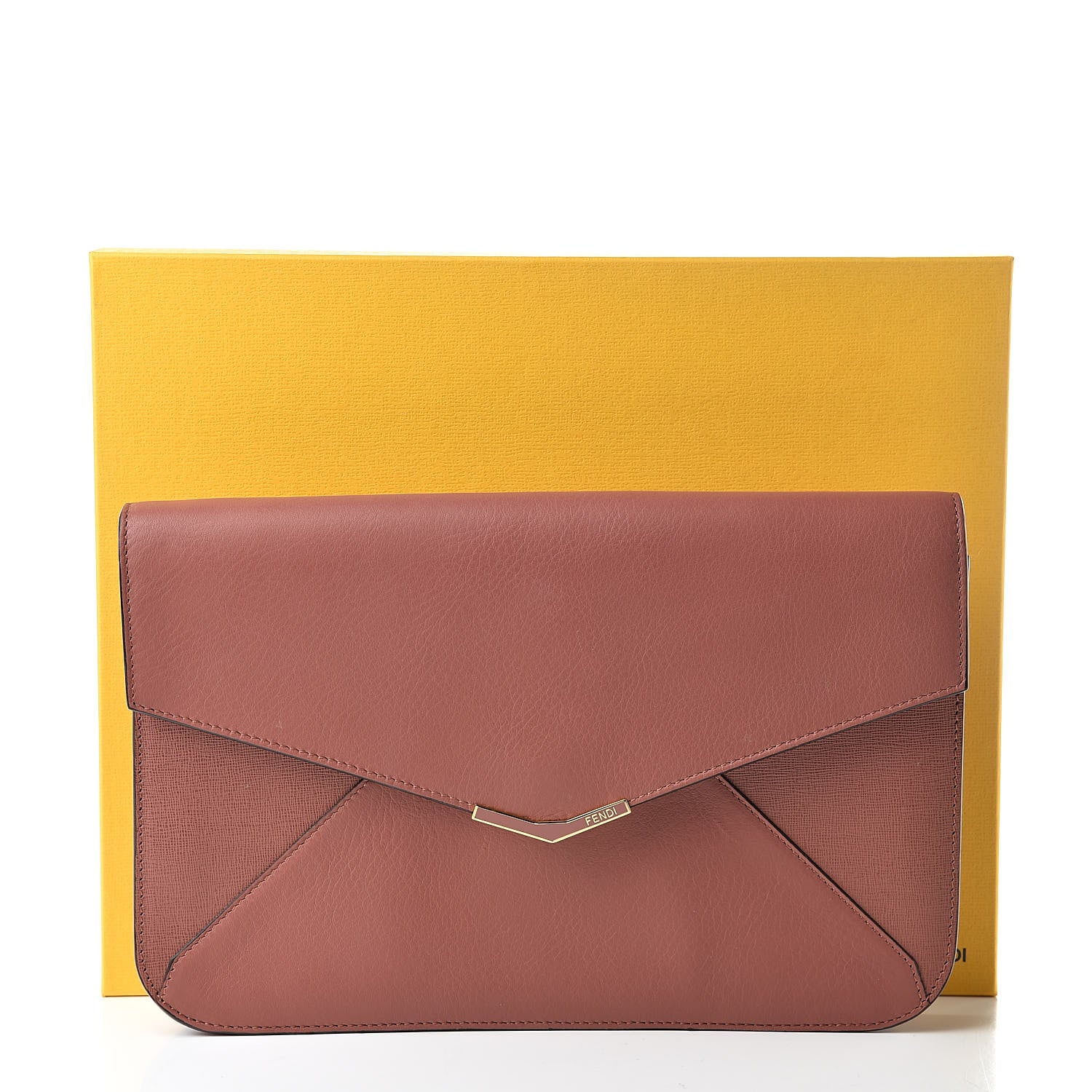 Fendi Calfskin Vitello Elite 2Jours Clutch Terracota 8 of 8